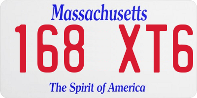 MA license plate 168XT6