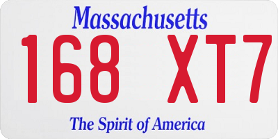 MA license plate 168XT7