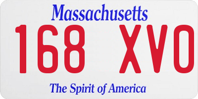 MA license plate 168XV0