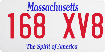 MA license plate 168XV8