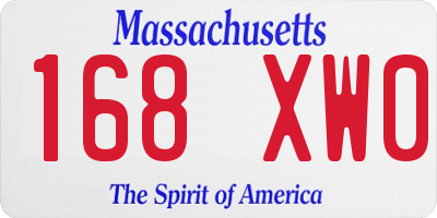 MA license plate 168XW0