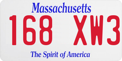 MA license plate 168XW3