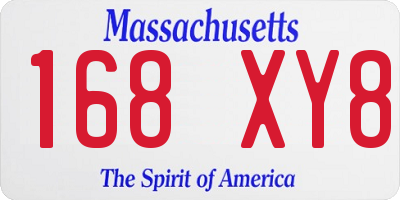 MA license plate 168XY8
