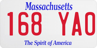 MA license plate 168YA0