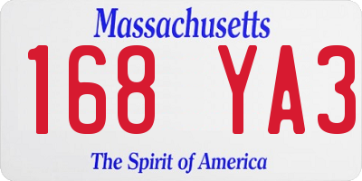 MA license plate 168YA3