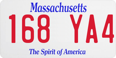 MA license plate 168YA4