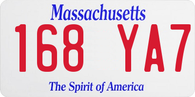 MA license plate 168YA7