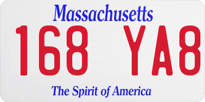 MA license plate 168YA8