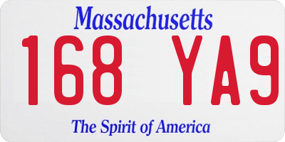 MA license plate 168YA9