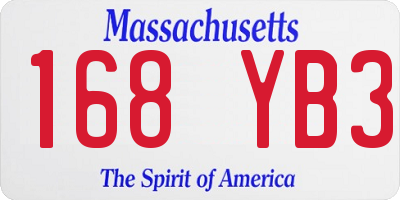 MA license plate 168YB3
