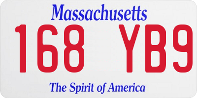 MA license plate 168YB9