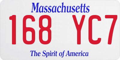 MA license plate 168YC7