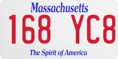 MA license plate 168YC8
