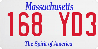 MA license plate 168YD3