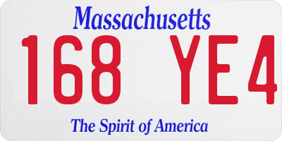MA license plate 168YE4