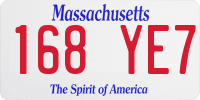 MA license plate 168YE7