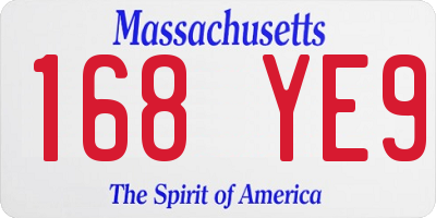 MA license plate 168YE9