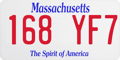 MA license plate 168YF7