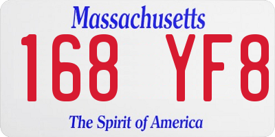 MA license plate 168YF8