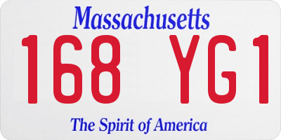 MA license plate 168YG1