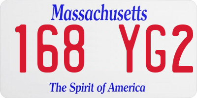 MA license plate 168YG2