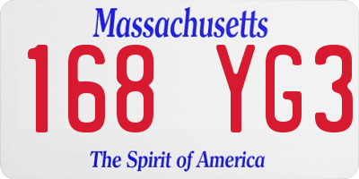 MA license plate 168YG3