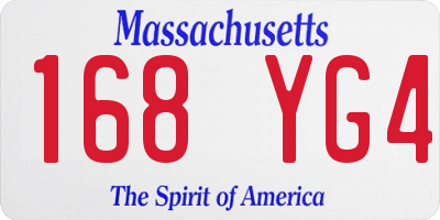 MA license plate 168YG4