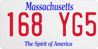 MA license plate 168YG5