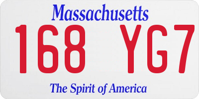 MA license plate 168YG7