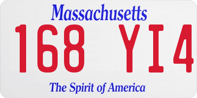 MA license plate 168YI4