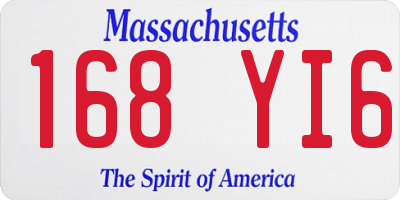 MA license plate 168YI6