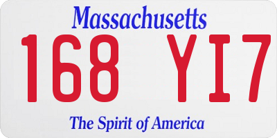 MA license plate 168YI7