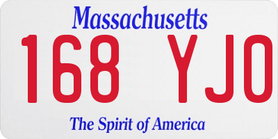 MA license plate 168YJ0