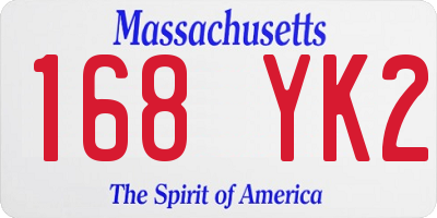 MA license plate 168YK2
