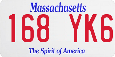 MA license plate 168YK6