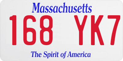 MA license plate 168YK7