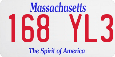 MA license plate 168YL3