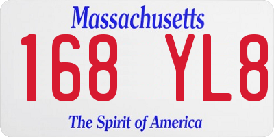 MA license plate 168YL8