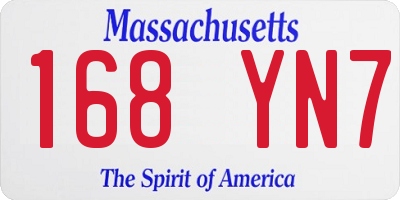 MA license plate 168YN7