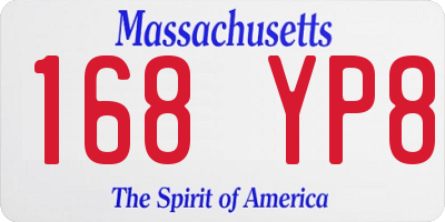 MA license plate 168YP8