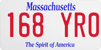 MA license plate 168YR0