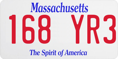 MA license plate 168YR3