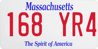 MA license plate 168YR4