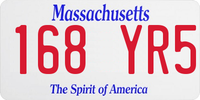 MA license plate 168YR5