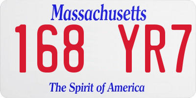 MA license plate 168YR7