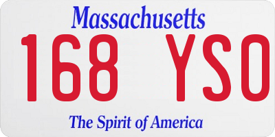 MA license plate 168YS0