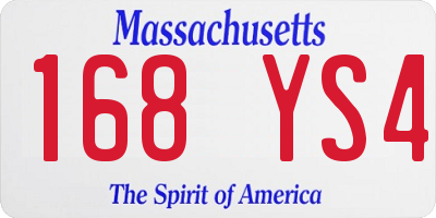 MA license plate 168YS4