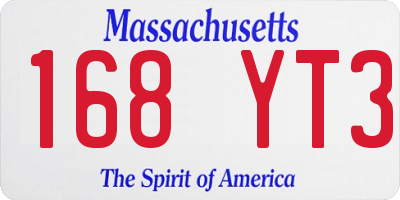 MA license plate 168YT3