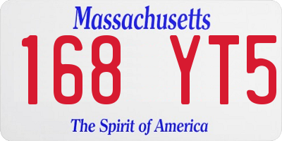 MA license plate 168YT5