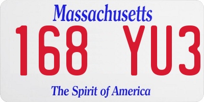 MA license plate 168YU3